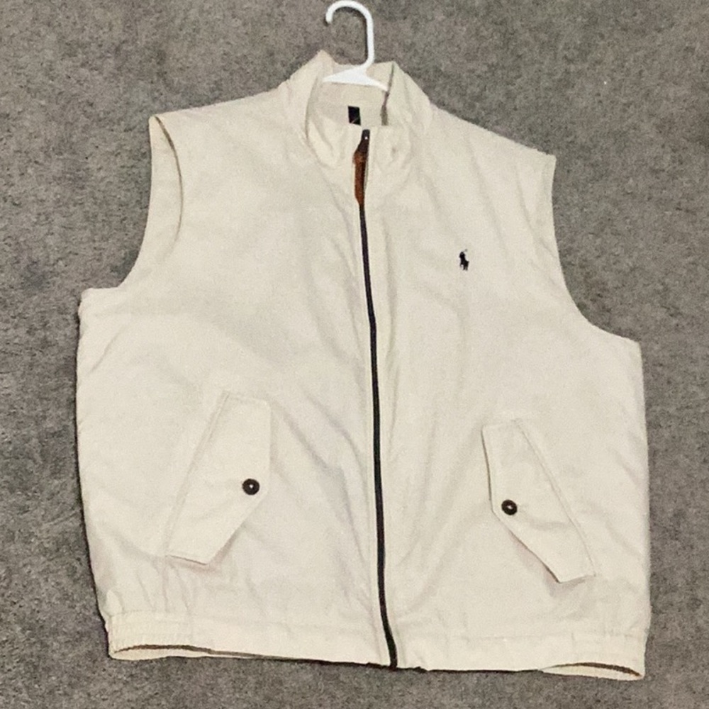Polo Ralph Lauren water repellent Large, Cream, full zipper Vest